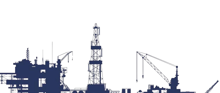 Oil rig silhouettes